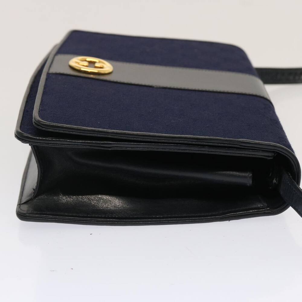 GUCCI GG Canvas Shoulder Bag Navy Black - Picture 4 of 16